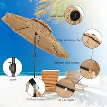 Load image into Gallery viewer, Hawaiian Style 9 FT Patio Umbrella with 32 LED Lights, Perfect for Beach