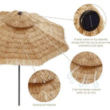 Load image into Gallery viewer, Hawaiian Style 9 FT Patio Umbrella with 32 LED Lights, Perfect for Beach