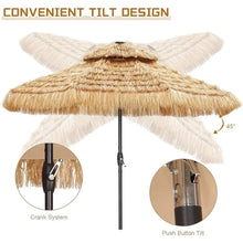 Load image into Gallery viewer, Hawaiian Style 9 FT Patio Umbrella with 32 LED Lights, Perfect for Beach