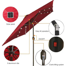 Load image into Gallery viewer, Outdoor Patio Umbrella with Tilt, Crank, and Solar-Powered LED Lights