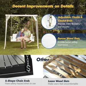 Durable Wooden Patio Swing Chair Bench - 880 LBS Capacity for Courtyard & Garden