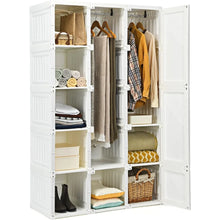 Load image into Gallery viewer, &quot;Portable Folding Wardrobe with Compartments &amp; Hanging Rod – Collapsible Closet