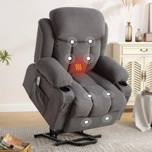 Load image into Gallery viewer, &quot;Power Lift Chair with Heating &amp; Massage - Electric Recliner for Elderly, USB Port