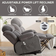 Load image into Gallery viewer, &quot;Power Lift Chair with Heating &amp; Massage - Electric Recliner for Elderly, USB Port