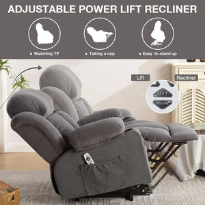 "Power Lift Chair with Heating & Massage - Electric Recliner for Elderly, USB Port