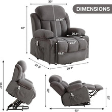 Load image into Gallery viewer, &quot;Power Lift Chair with Heating &amp; Massage - Electric Recliner for Elderly, USB Port