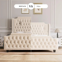 Load image into Gallery viewer, Luxurious Velvet Queen Bed Frame with 54&quot; Wingback Headboard and Button Tufted Footboard