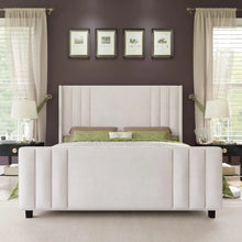 Load image into Gallery viewer, Bedroom Bed Frame - Queen Size, Vertical Tufted Headboard, Wood Slat Base