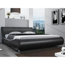 Load image into Gallery viewer, Queen Sleigh Bed Frame - Faux Leather Upholstered, Adjustable Headboard