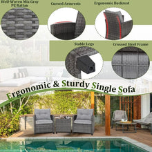 Load image into Gallery viewer, Patio Furniture 3-Piece Wicker Bistro Set - 2 Cushioned Chairs, Glass Top Table, Outdoor Use