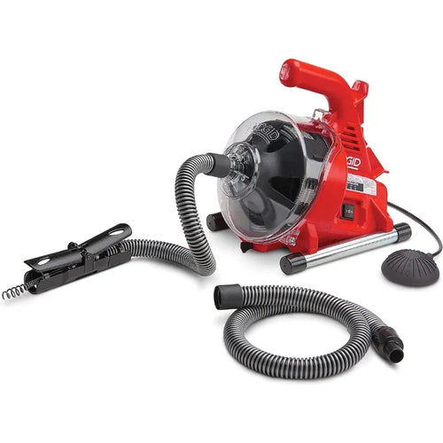 Professional Drain Cleaning Machine - 120V Kit for Tubs, Showers, Sinks, Red 55808