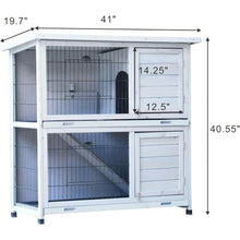 Load image into Gallery viewer, Deluxe 2-Level Rabbit Cage with Run - Outdoor/Indoor Bunny House, 2 Removable No-Leak Trays