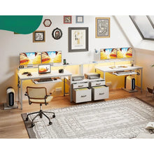 Load image into Gallery viewer, &quot;Reading &amp; Study Desk with Power Outlet, LED Light, Filing Cabinet &amp; Drawers