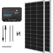 Load image into Gallery viewer, 12V 200W Solar Panel Kit for RV - 2 x 100W Panels, 30A PWM Charge Controller