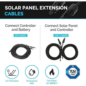 12V 200W Solar Panel Kit for RV - 2 x 100W Panels, 30A PWM Charge Controller