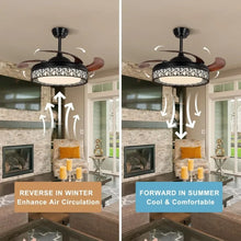 Load image into Gallery viewer, 42&quot; Retractable Ceiling Fan with Light - Remote/App Control, Dimmable, DC Motor