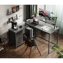 Load image into Gallery viewer, Reversible L-Shaped Computer Desk, Gaming Desk with LED Lights, Outlet &amp; Storage