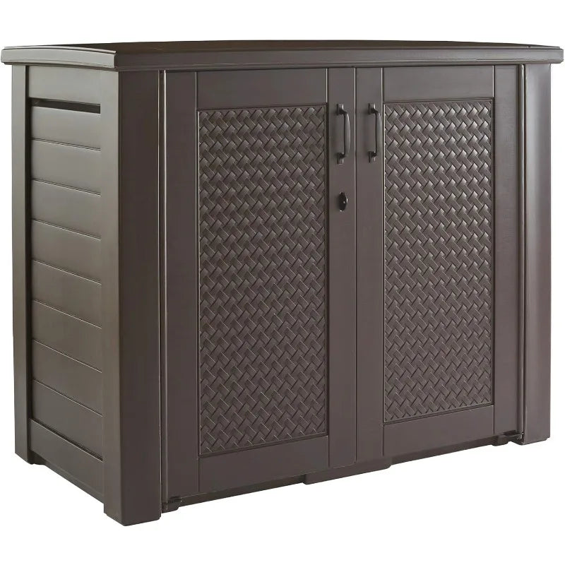 123 Decorative Outdoor Storage Cabinet, Weather Resistant, Brown, Home/Backyard