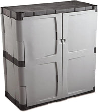 Load image into Gallery viewer, Lockable Storage Cabinet, 18&quot;Dx36&quot;Wx37&quot;H - Freestanding, 2 Shelves, Gray/Black