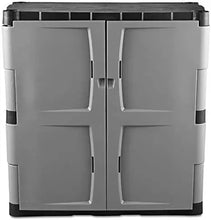 Load image into Gallery viewer, Lockable Storage Cabinet, 18&quot;Dx36&quot;Wx37&quot;H - Freestanding, 2 Shelves, Gray/Black