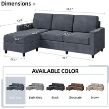 Load image into Gallery viewer, Linen Fabric L-Shaped Sectional Sofa: Convertible 3-Seat Couch, Modular Design