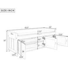 Load image into Gallery viewer, Espresso Shoe Bench with Storage - Large 43.5&quot; Doors &amp; Cushion for Entryway, Mudroom