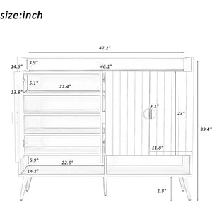 11-Tier Modern Shoe Cabinet, Wood, Doors, Adjustable Shelves, 47.2" for Entryway