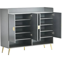 Load image into Gallery viewer, 11-Tier Modern Shoe Cabinet, Wood, Doors, Adjustable Shelves, 47.2&quot; for Entryway