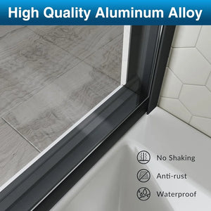 48” Tempered Glass Sliding Shower Door | Easy Clean Bathroom Glass Door