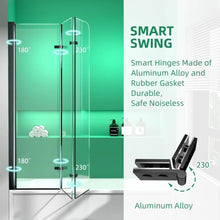 Load image into Gallery viewer, &quot;51”W x 59”H Semi-Frameless Foldable Shower Door - Glass Bathtub Screen for Bathroom