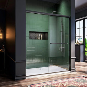 "60x72 Semi-Frameless Sliding Shower Door - Clear Glass, Modern Bathroom Door