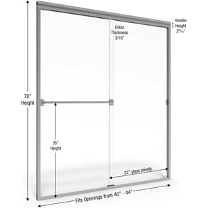 "Classic Silver Finish Sliding Shower Door – 40-44 Inch Clear Glass Bathroom Furniture