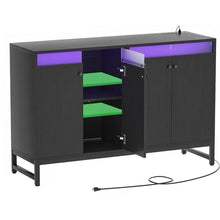 Load image into Gallery viewer, Living Room Kitchen Storage Cabinet - Sideboard Buffet w/ Outlets, LED Lights