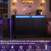 Load image into Gallery viewer, Living Room Kitchen Storage Cabinet - Sideboard Buffet w/ Outlets, LED Lights