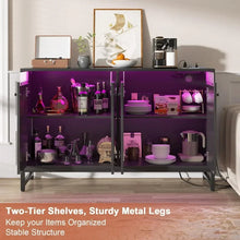 Load image into Gallery viewer, Living Room Kitchen Storage Cabinet - Sideboard Buffet w/ Outlets, LED Lights