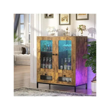 Load image into Gallery viewer, Sideboard Buffet Cabinet - Ample Storage, Wine Rack, Power Outlet &amp; LED Light