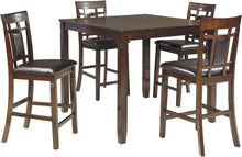 Load image into Gallery viewer, 5 Piece Counter Height Dining Set - Table &amp; 4 Barstools, Brown, Space-Saving Design