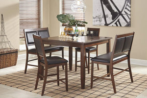 5 Piece Counter Height Dining Set - Table & 4 Barstools, Brown, Space-Saving Design