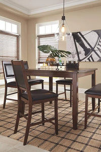 5 Piece Counter Height Dining Set - Table & 4 Barstools, Brown, Space-Saving Design