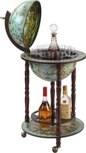 Load image into Gallery viewer, Antique-Inspired Sixteenth Century Globe Bar Cabinet - 18&quot; Diameter, 36&quot; Tall, Blue Finish