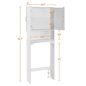 Bathroom Storage Cabinet with Door - White Wooden Over The Toilet Organizer