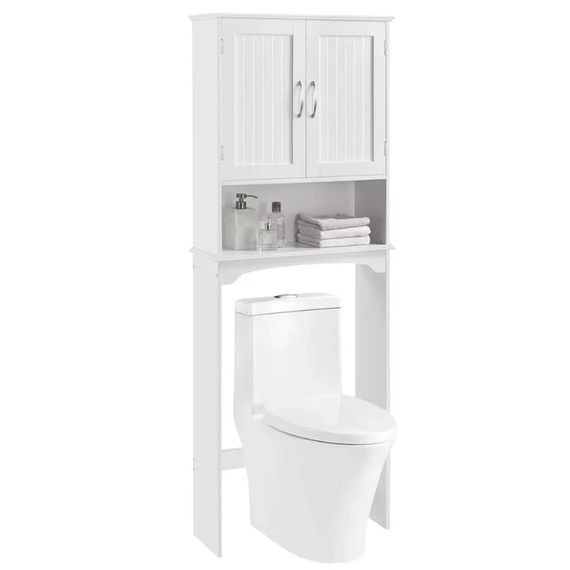 Bathroom Storage Cabinet with Door - White Wooden Over The Toilet Organizer