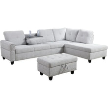 Load image into Gallery viewer, &quot;3-Piece Modular Sofa Set w/ Cup Holders &amp; Storage Footstool – L-Shaped for Small Spaces