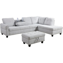 Load image into Gallery viewer, Sofa 3-piece Modular Set - L-Shaped Lounge, 2 Cup Holders, Storage Footstool