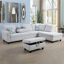 Load image into Gallery viewer, &quot;3-Piece Modular Sofa Set w/ Cup Holders &amp; Storage Footstool – L-Shaped for Small Spaces