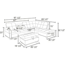 Load image into Gallery viewer, &quot;3-Piece Modular Sofa Set w/ Cup Holders &amp; Storage Footstool – L-Shaped for Small Spaces