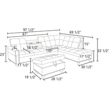 Load image into Gallery viewer, Sofa 3-piece Modular Set - L-Shaped Lounge, 2 Cup Holders, Storage Footstool