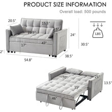 Load image into Gallery viewer, &quot;Modern Velvet 3-in-1 Sofa Bed with Adjustable Backrest &amp; Storage + Pillows