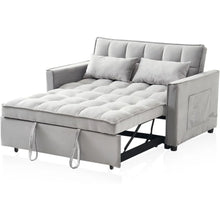 Load image into Gallery viewer, &quot;Modern Velvet 3-in-1 Sofa Bed with Adjustable Backrest &amp; Storage + Pillows