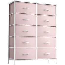 Load image into Gallery viewer, 10 Drawer Kids Dresser, Pink 34&quot; Storage Unit for Nursery, Closet &amp; Bedroom